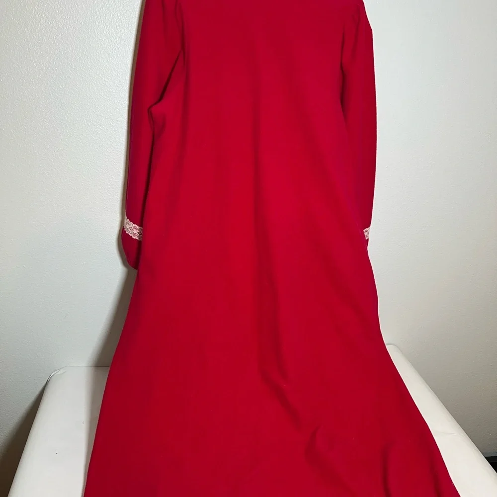 Vintage Sears nightgown size‎ L red lace collar